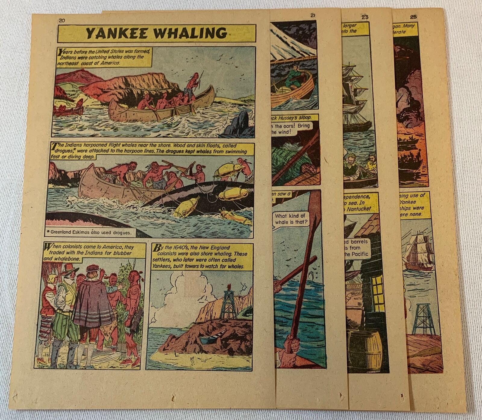 1960 six page cartoon story ~ HISTORY OF YANKEE WHALING