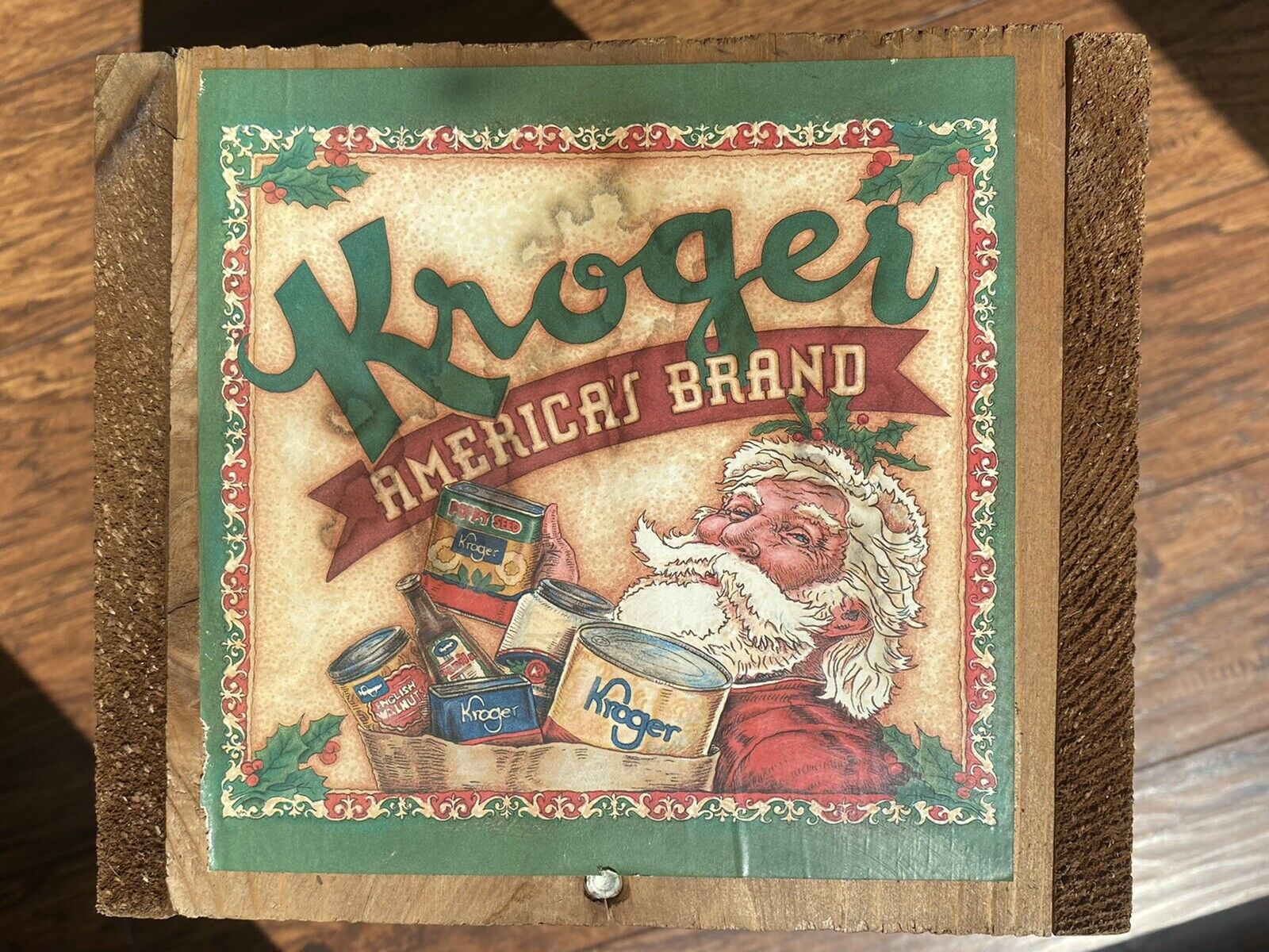 Vintage Kroger Wood Crate America's Brand Grocery Bakery Santa Claus Christmas