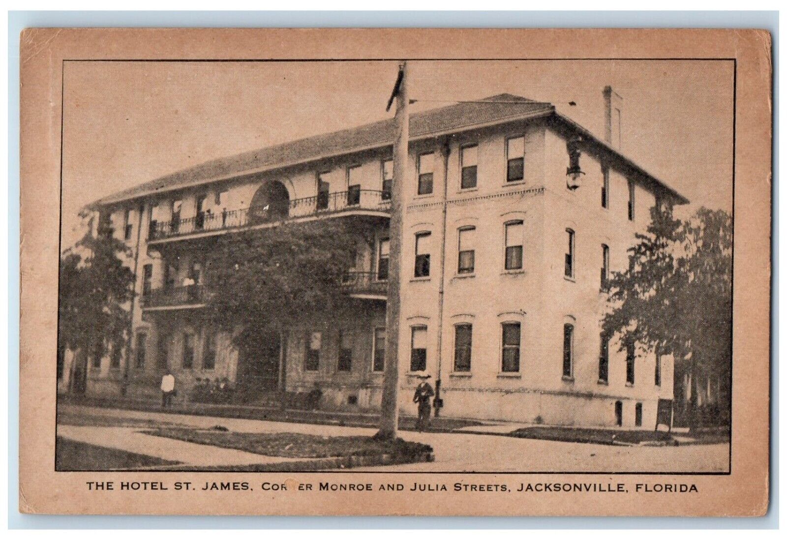 1910 Hotel St James Corner Monroe Julia Streets Jacksonville Florida FL Postcard