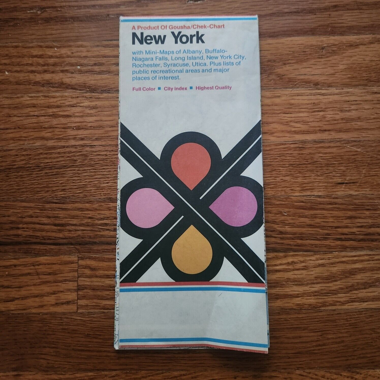 1970\'s Gousha Chek Chart New York State Map (Mini-Maps, Full Color, City Index)