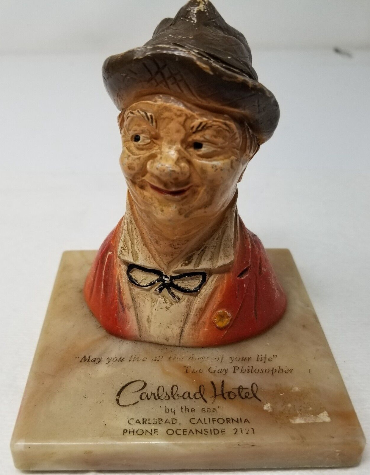 Henry Major The Gay Philosopher Figurine Carlsbad Hotel by the Sea Vintage