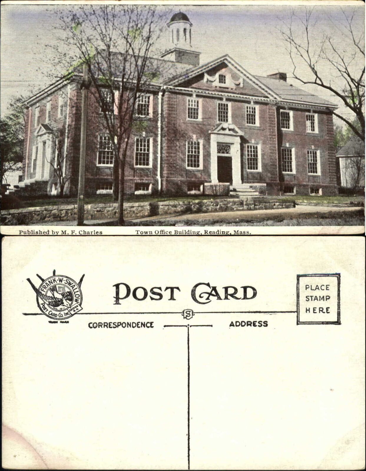 Town Office Building Reading Massachusetts MA ca. 1910