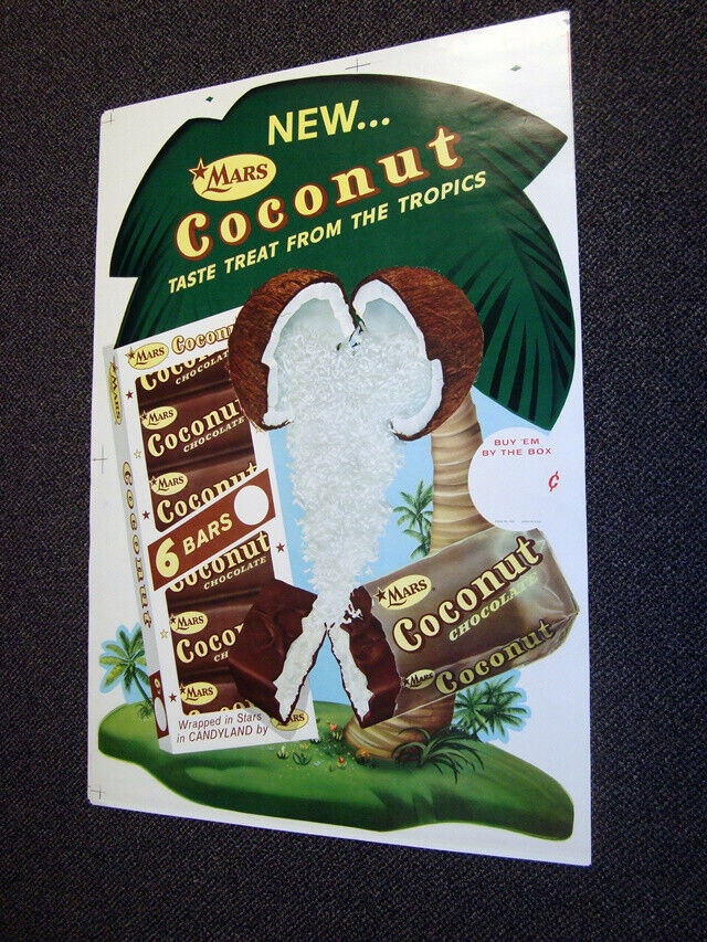 Circa 1950s Mars Coconut Candy 3 ½ Foot Poster