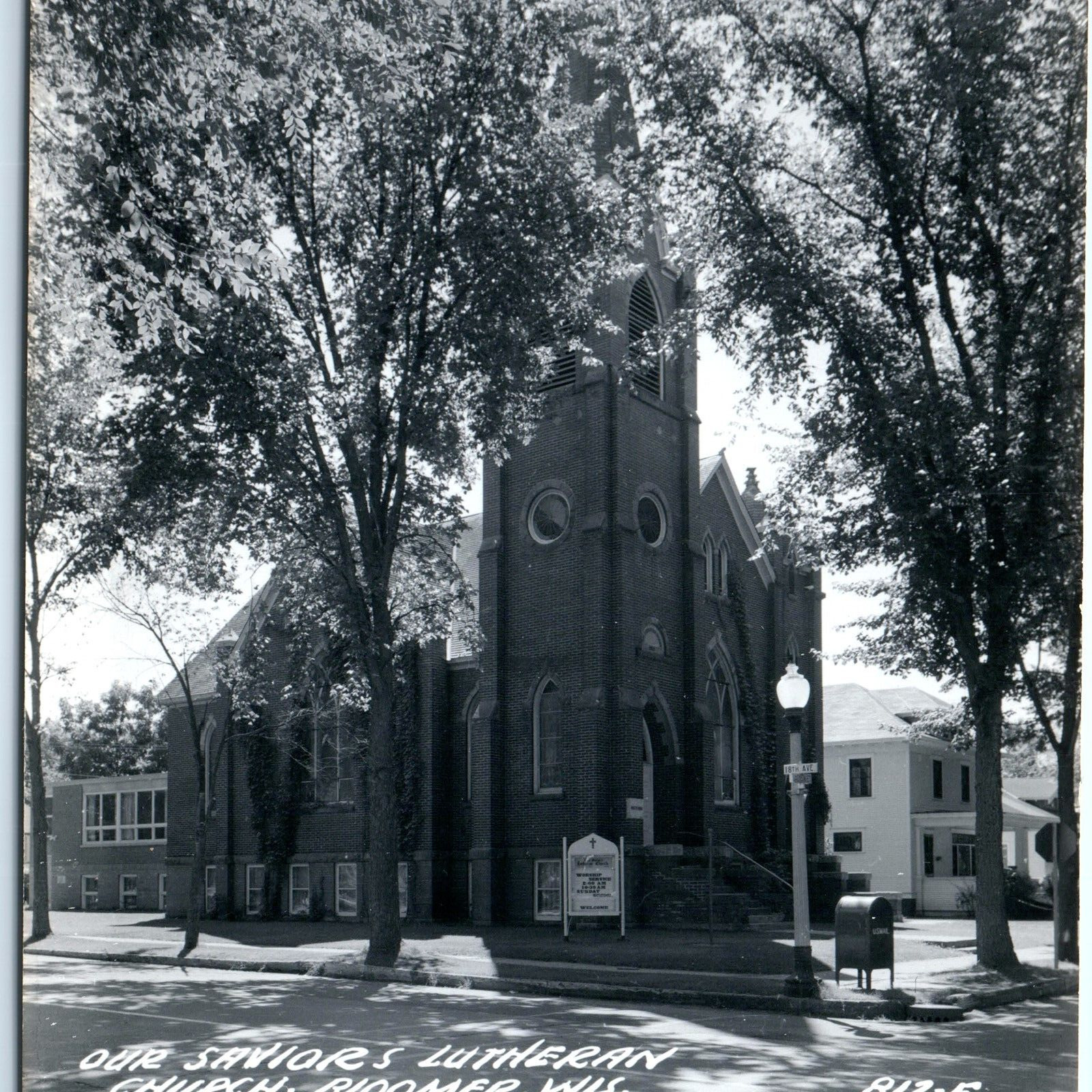 c1950s Bloomer, Wis. RPPC Our Saviors Lutheran Church Real Photo PC Vtg WI A112
