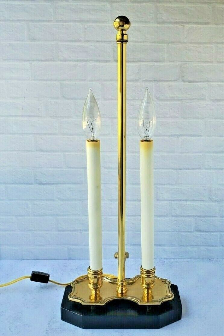Vintage Frederick Cooper Double Candlestick Brass Bouillotte Desk Table Lamp 20\