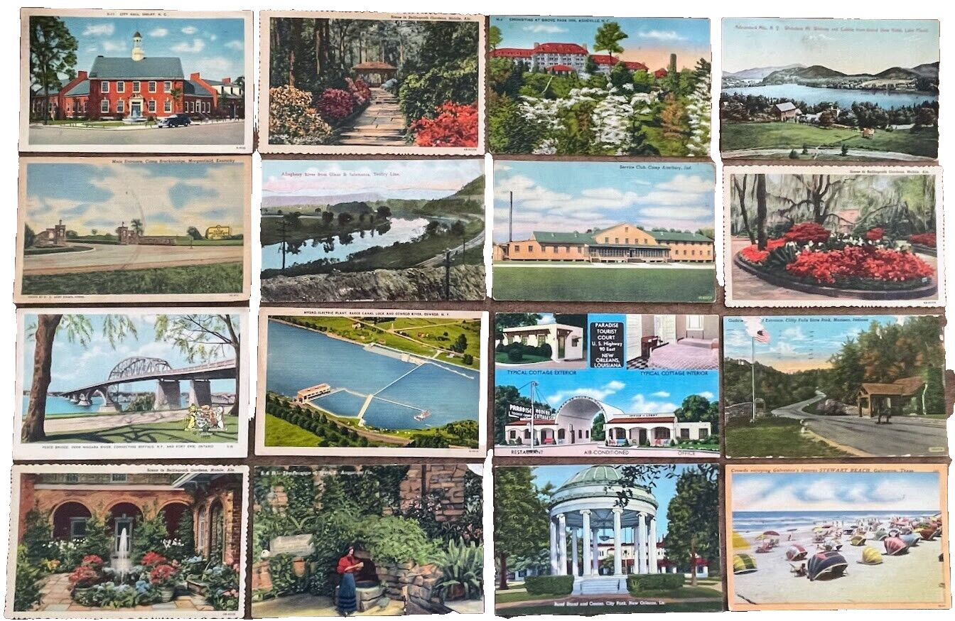 Antique Linen Postcard LOT OF 20 Vintage Postcards EXACT CARDS SHOWN 