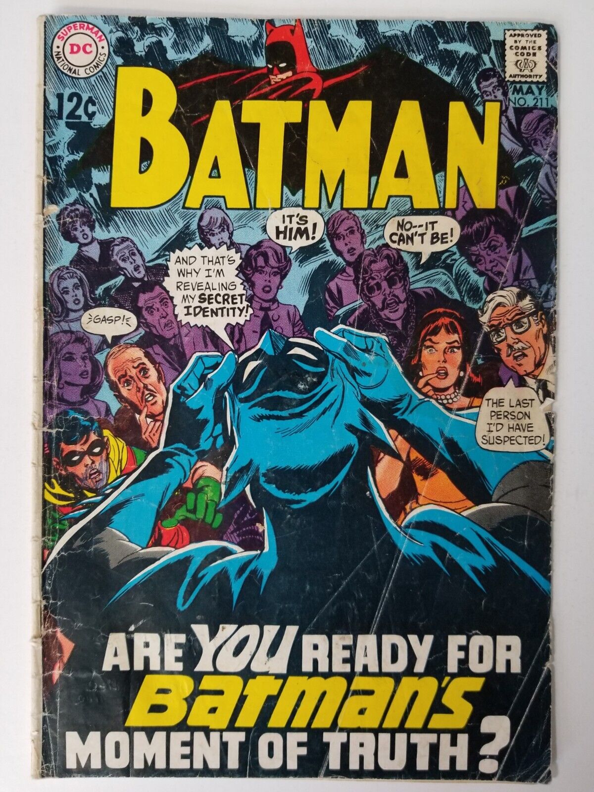 Batman 211 DC Pretty Beat Up But Super Cool Bearded Edition Silver Age 1968