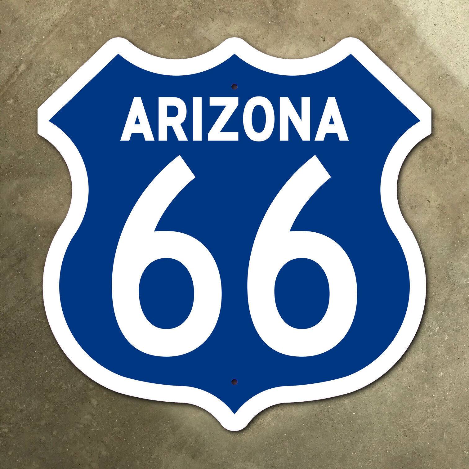 Arizona US route 66 highway marker sign mother road 1960 blue Flagstaff 16 x 16