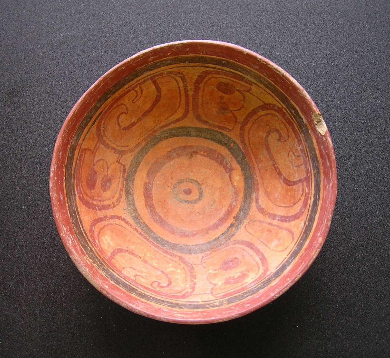 Pre-Columbian Mayan Polychrome Pottery Bowl