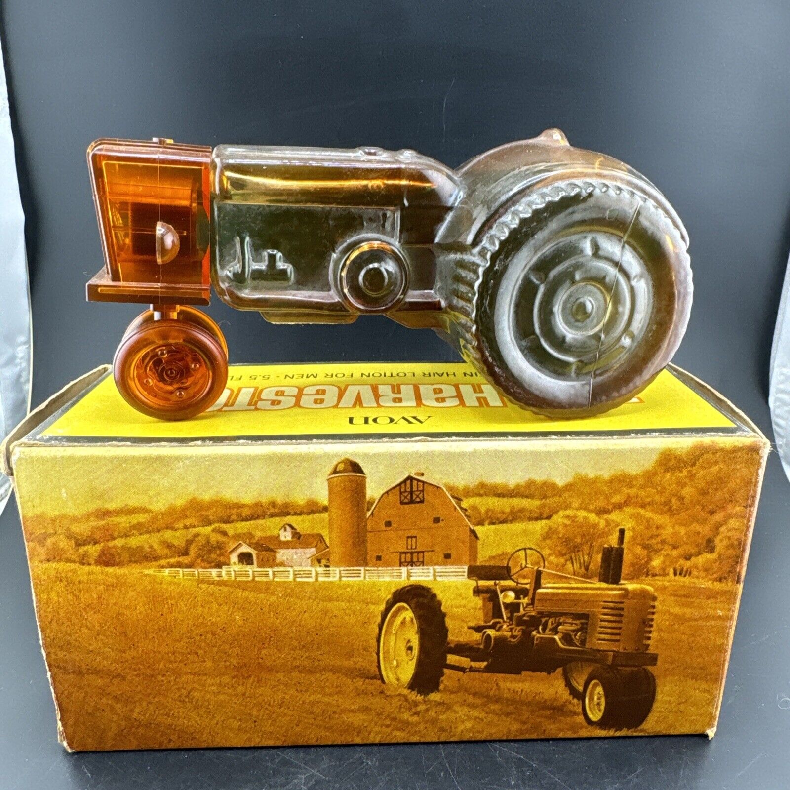 AVON THE HARVESTER TRACTOR AFTER SHAVE 5.5 OZ DECANTER Full With Box