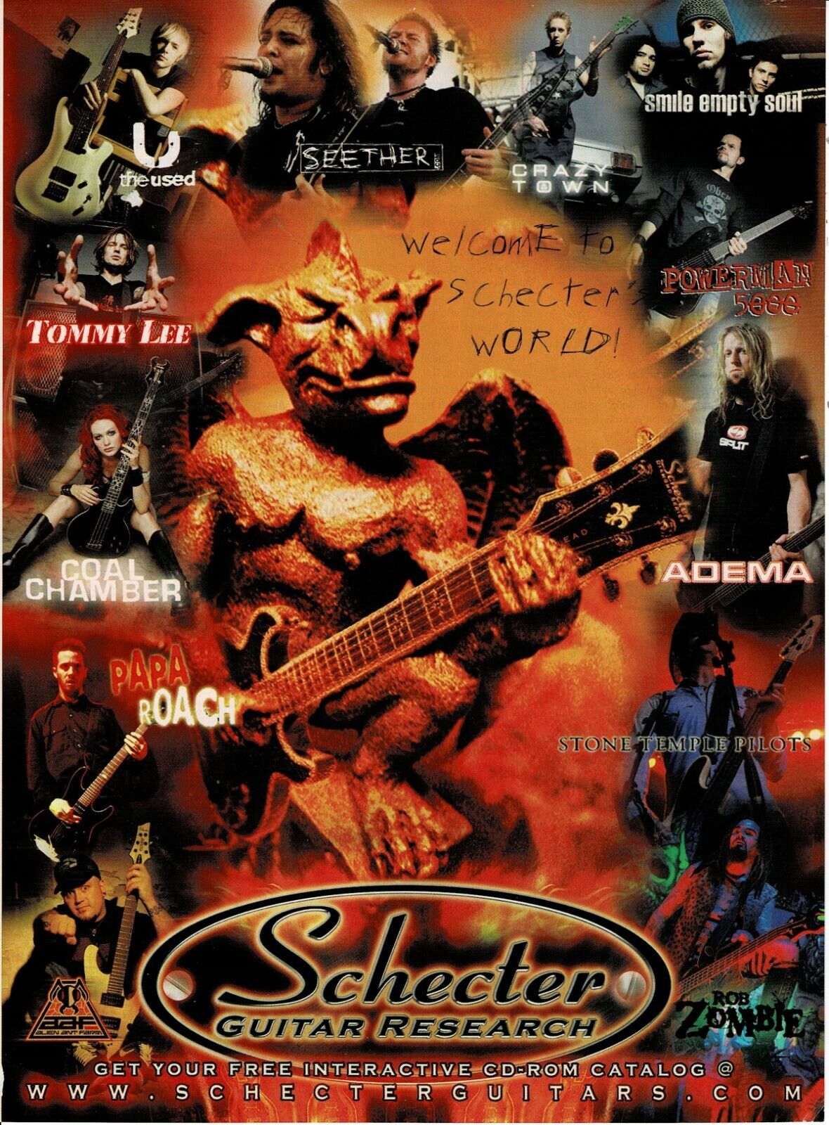 Schecter Guitar Research - Seether / Papa Roach / Adema / AAF - 2003 Print Ad