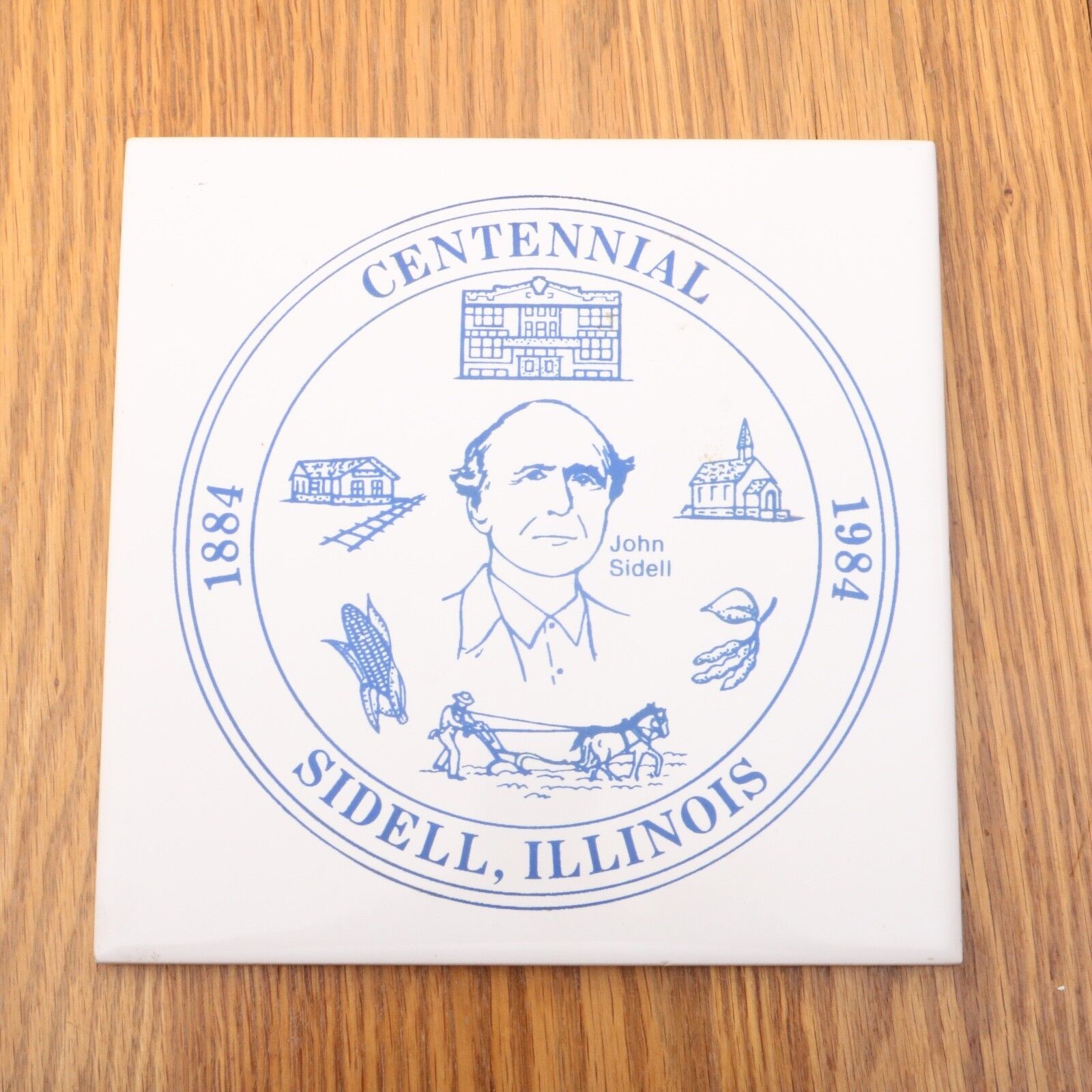 Sidell Illinois 1884-1984 Centennial Souvenir Tile Trivet 6\