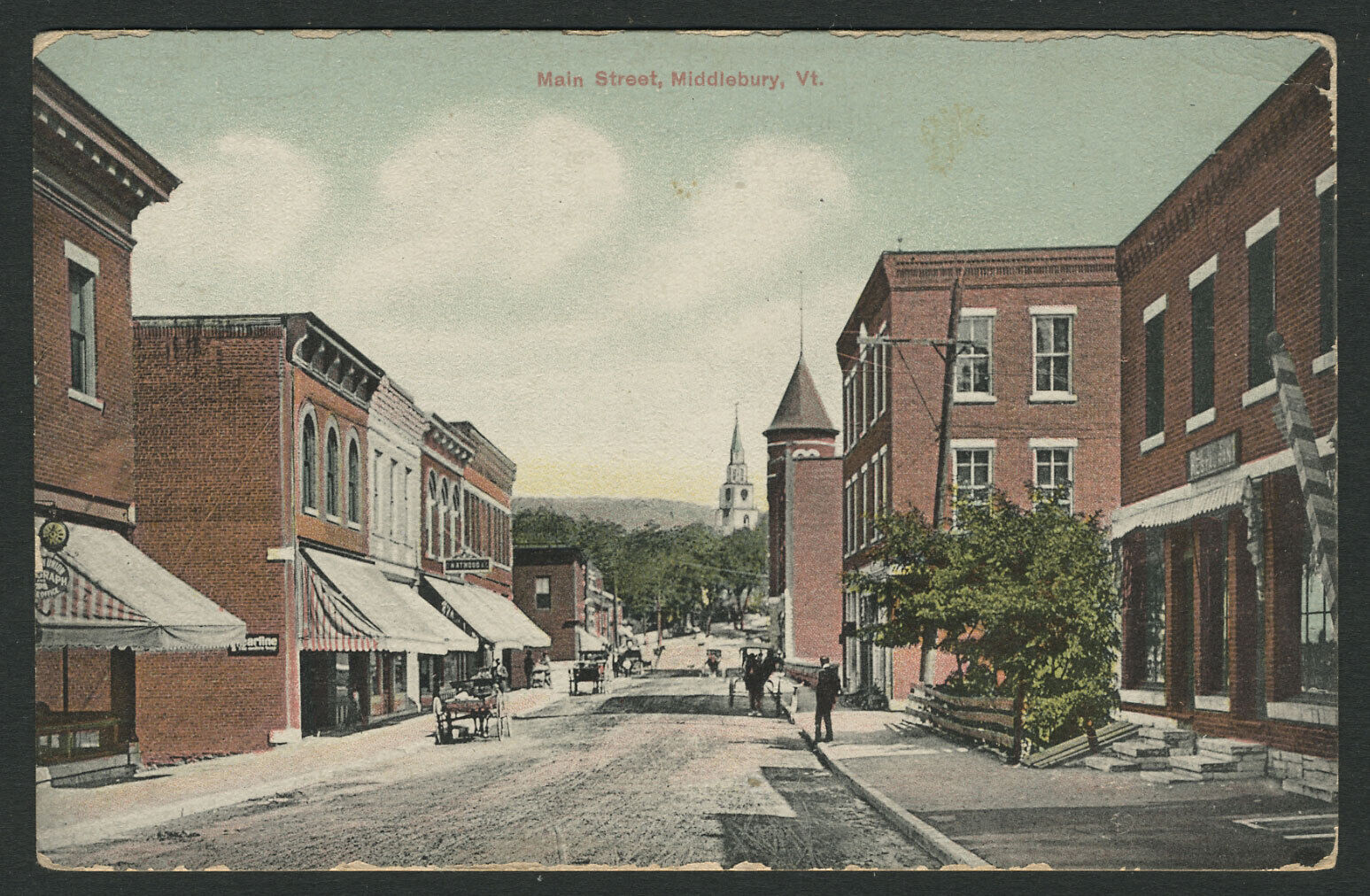 Middlebury VT: c.1908 Postcard MAIN STREET Nice Image