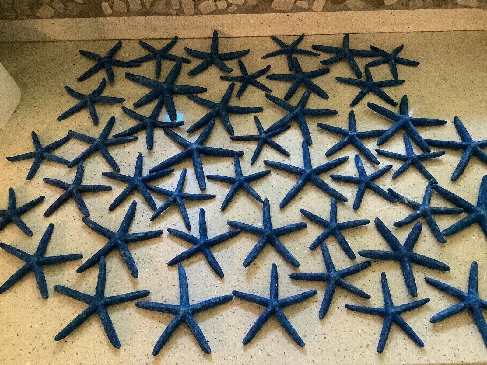 Large Set (44) Of Blue Dyed Finger Starfish, Royal Blue, Nautical Decor