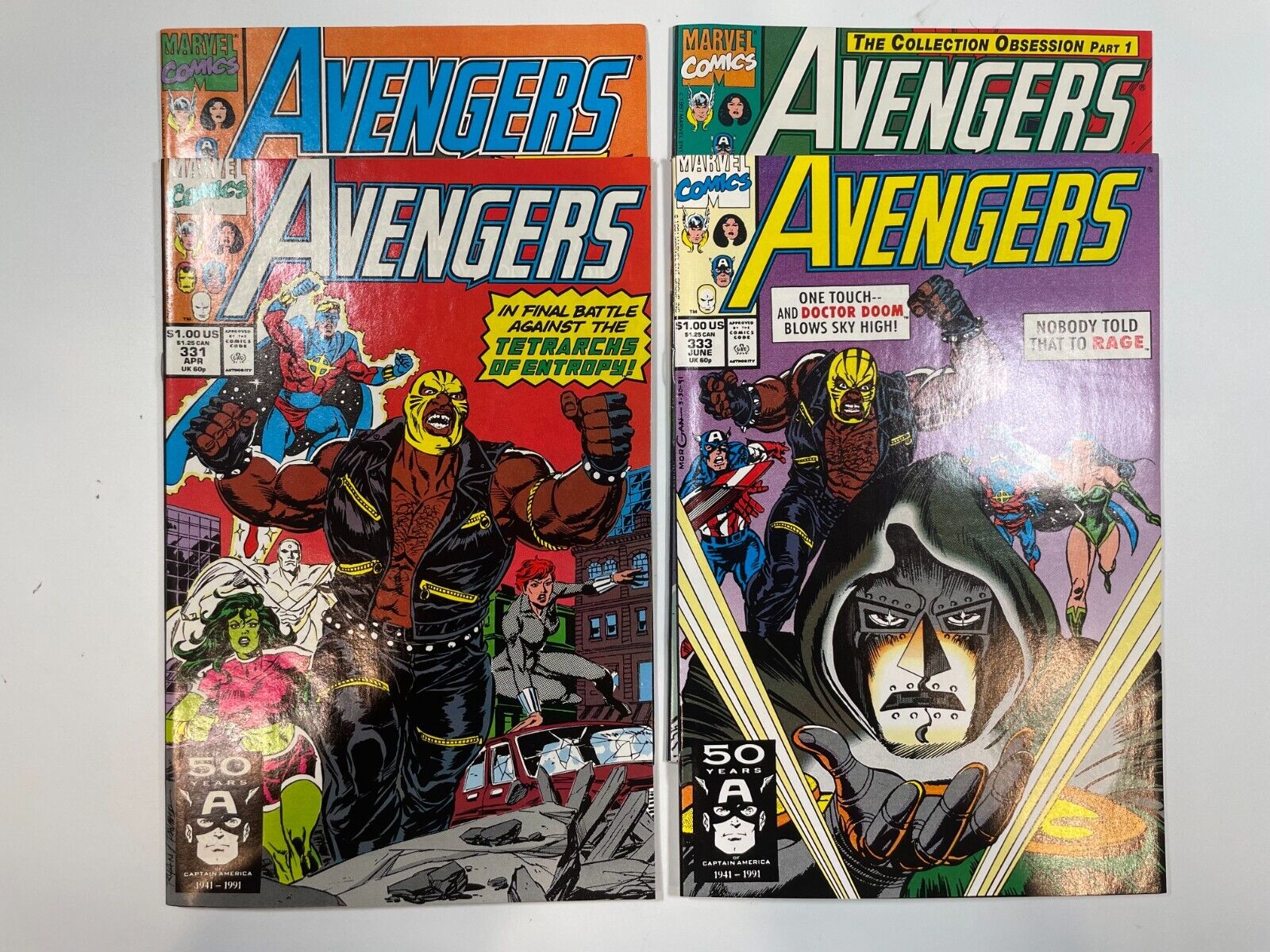 Avengers Lot of 4 #331, 332, 333, 334 - 1991 - Marvel Comics