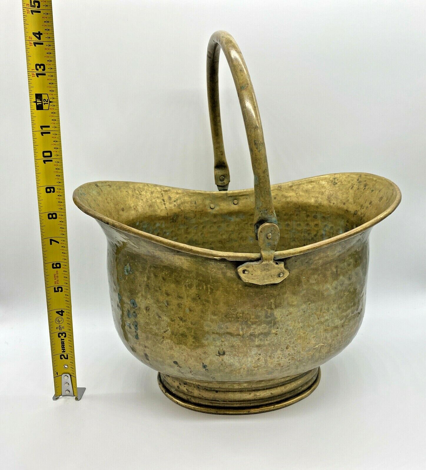 Vintage Antique Bucket Decorative Hammered Brass India Patina