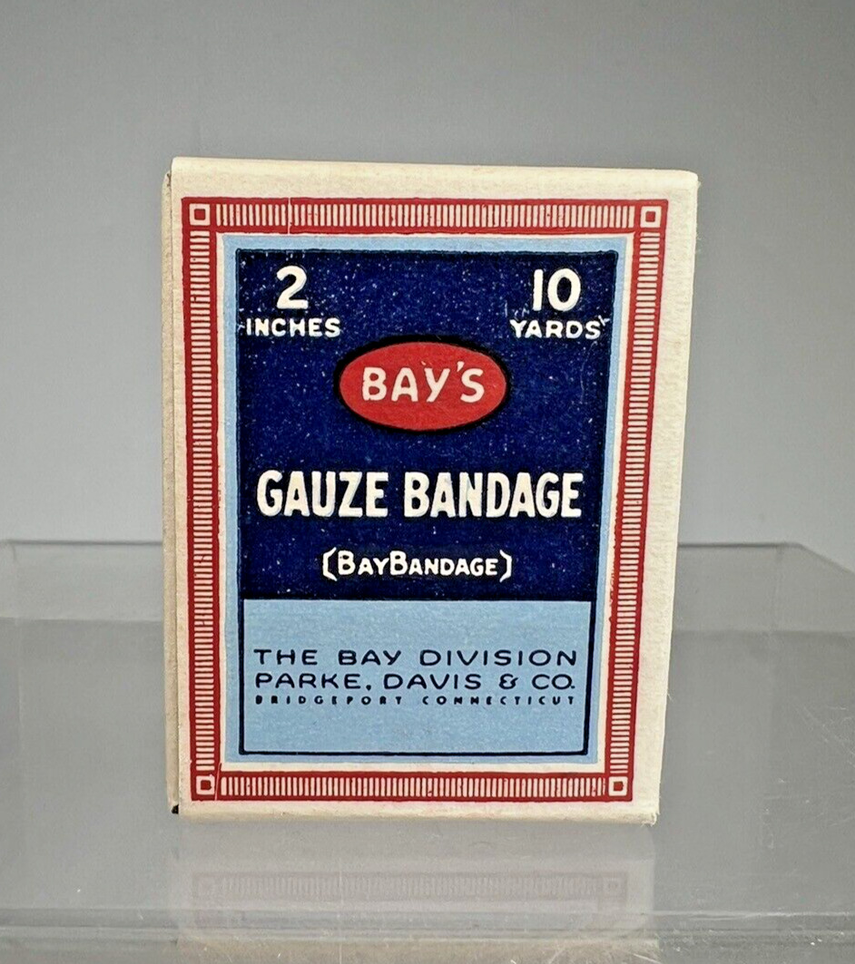 Vintage Sealed Box Bay\'s Gauze Bandage , Parke Davis Co. Bridgeport Connecticut