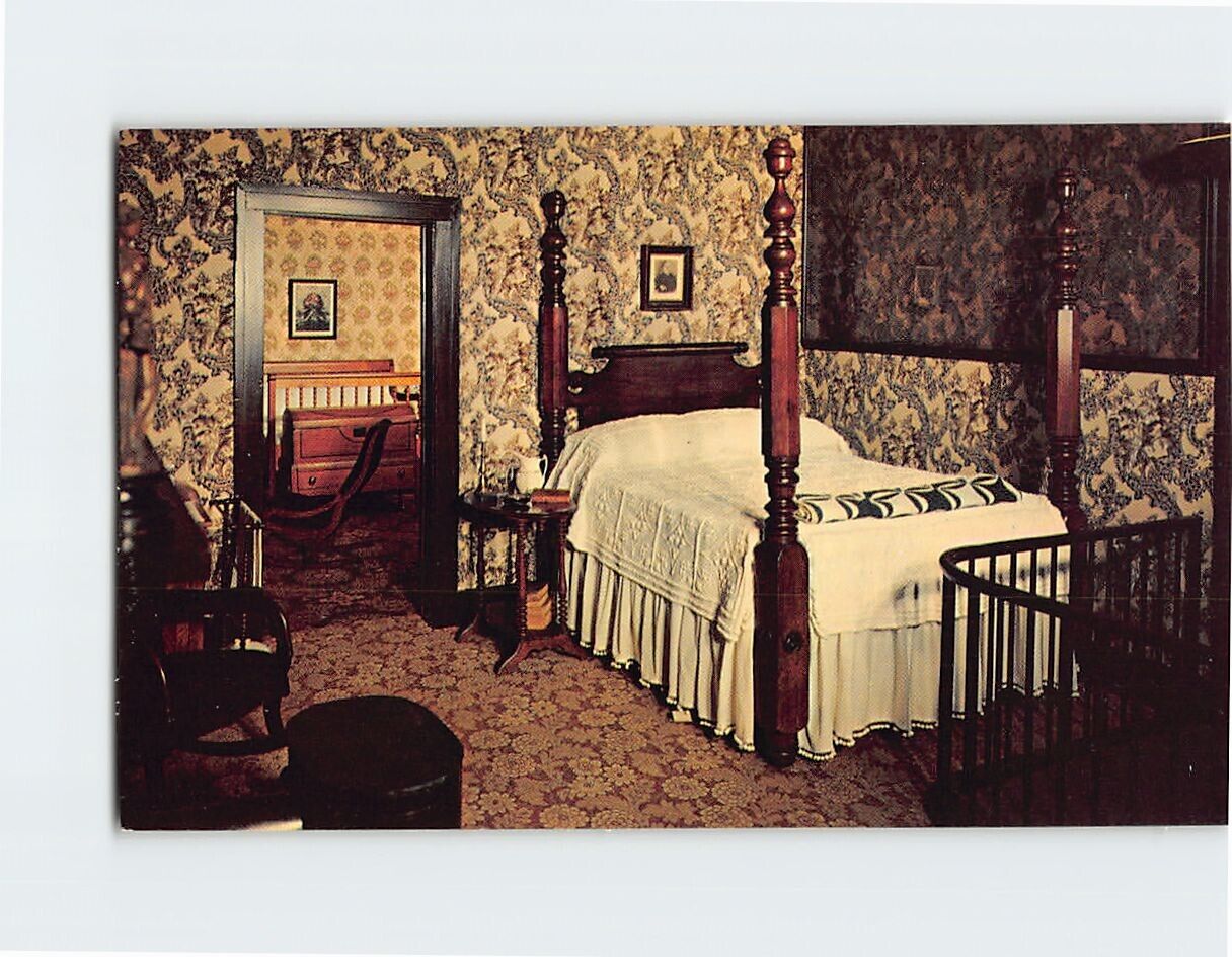 Postcard Abraham Lincolns Bedroom Abraham Lincolns Home Springfield Illinois USA