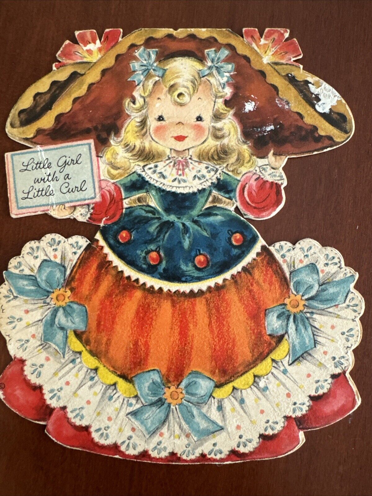 Vtg Hallmark Card Little Girl With A Curl Land Of Make Believe Doll No. 10 1948