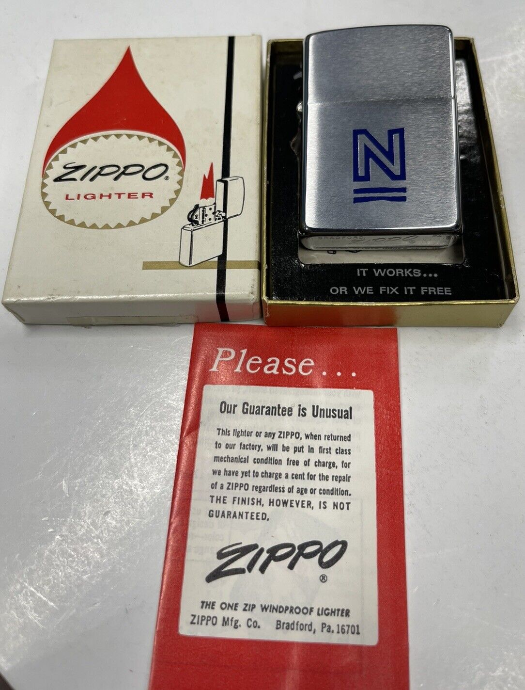 ZIPPO 1970 N NORTH NORTHERN ADVERTISING LIGHTER UNFIRED IN BOX H293