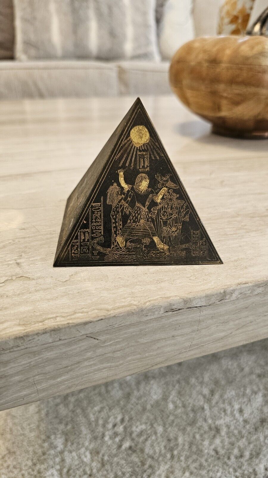 Vintage Brass Egyptian Small Pyramid Paperweight
