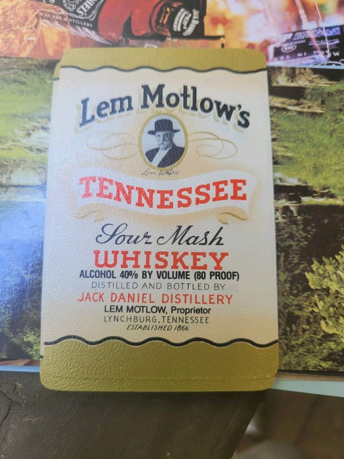 Vintage Jack Daniels Lem Motlow Tennessee Sour Mash Whiskey Front Label