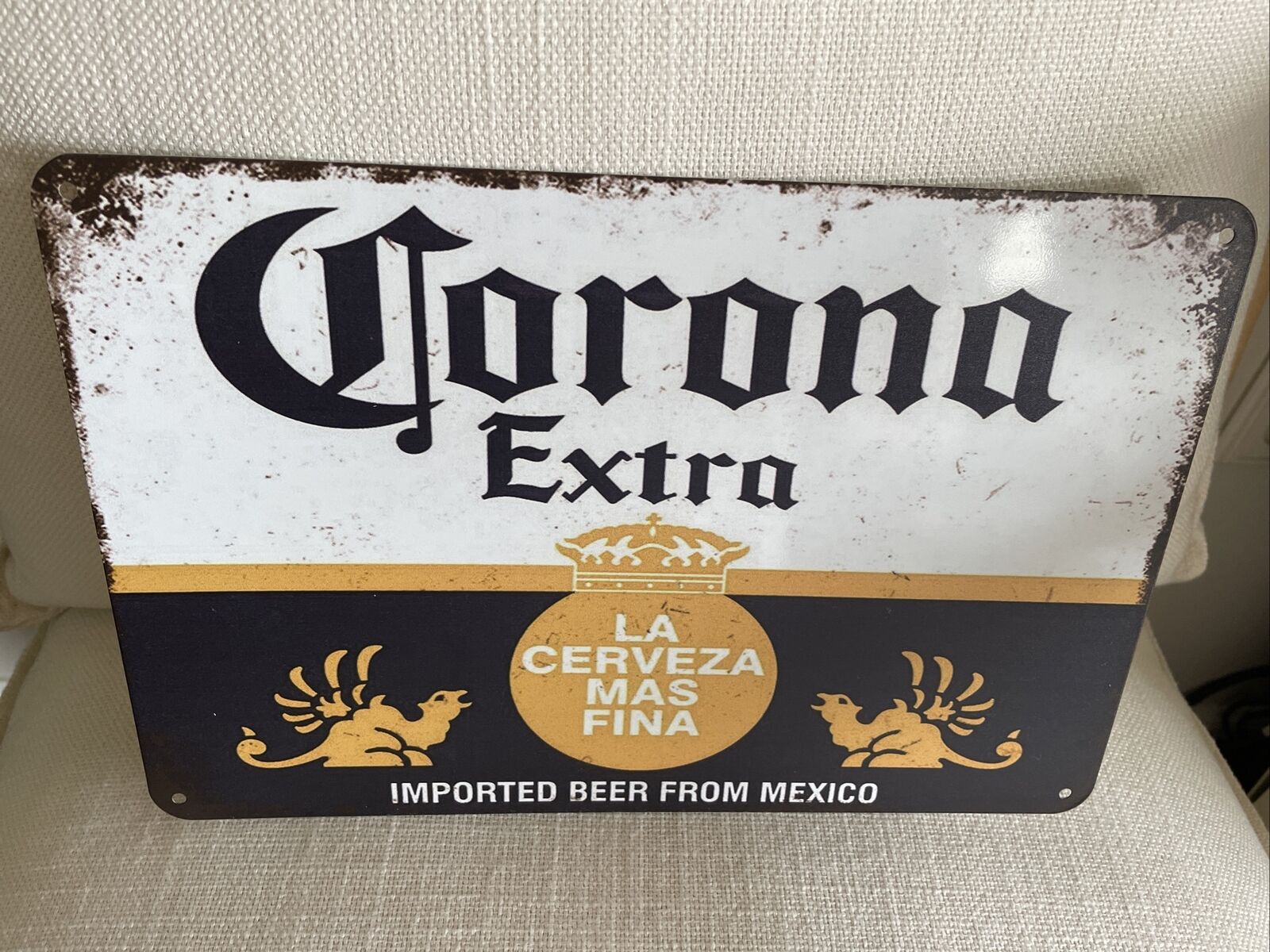 CORONA EXTRA IMPORTED BEER FROM MEXICO VINTAGE LK METAL SIGN LA CERVEZA MAS FINA