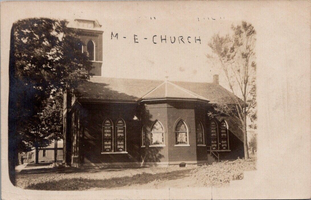 M.E. Church, MENDON, Michigan Real Photo Postcard