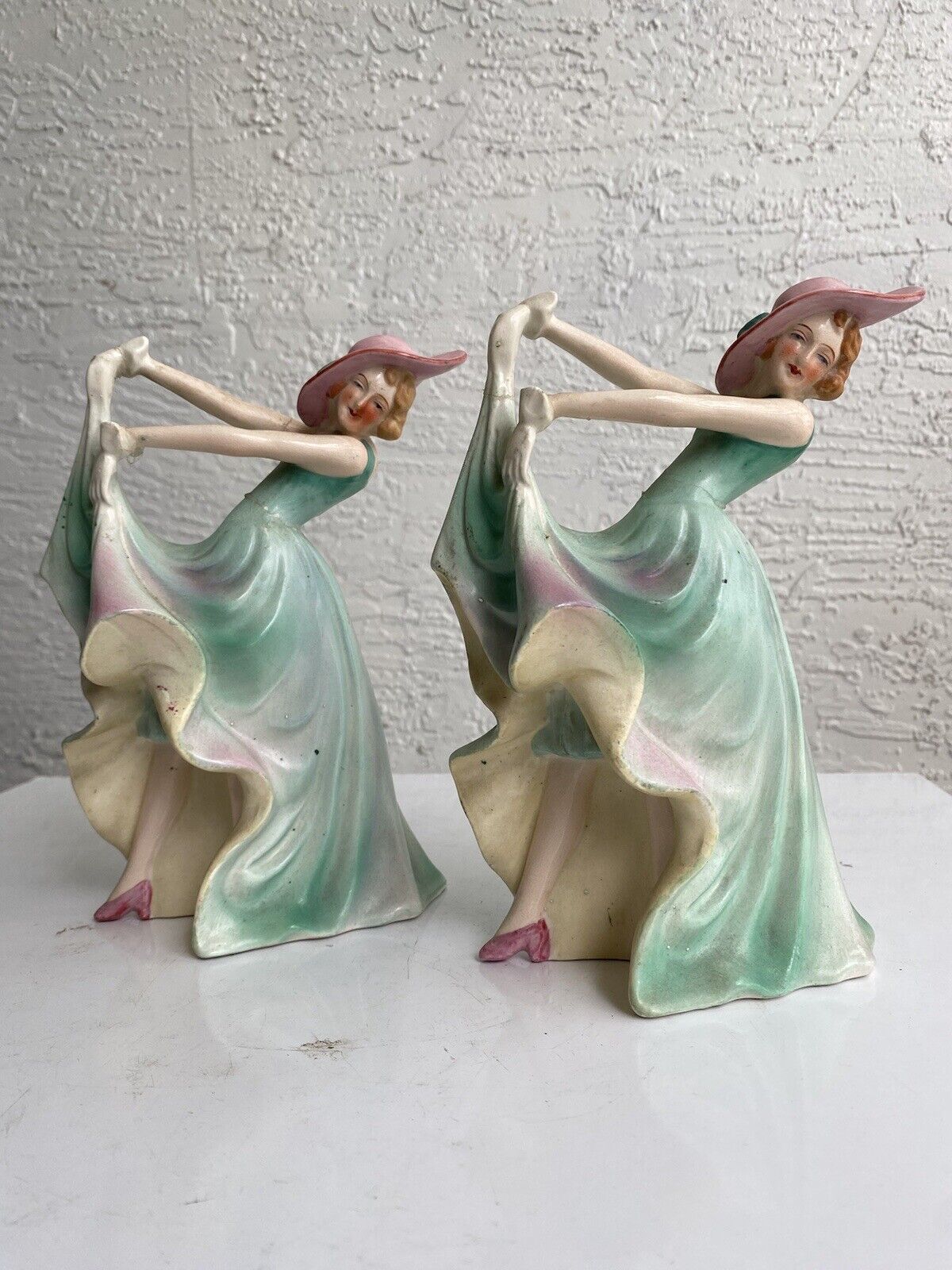 Antique Vintage Art Deco Nouveau Flapper Dancer Figurine Pair