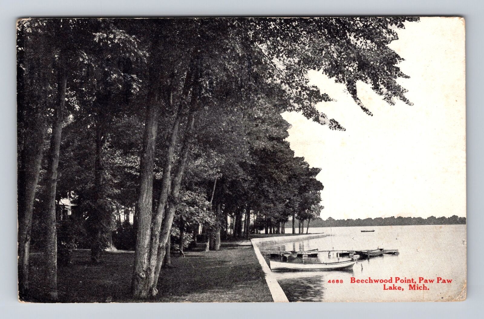 Paw Paw Lake MI-Michigan, Beechwood Point, Antique Vintage Souvenir Postcard