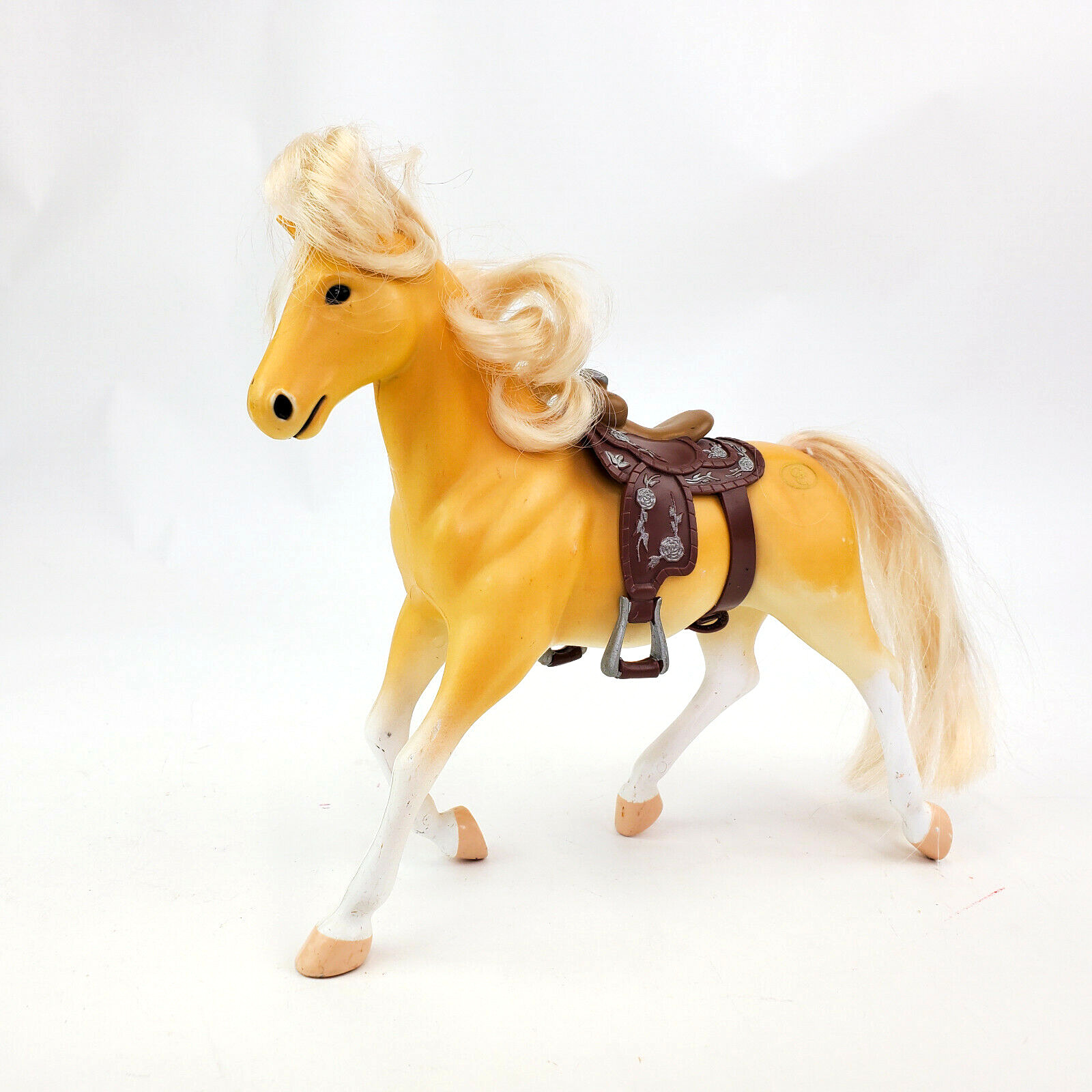 CC Branded Hard Plastic Tan Horse with Hair and Saddle Empire Toys Collectible
