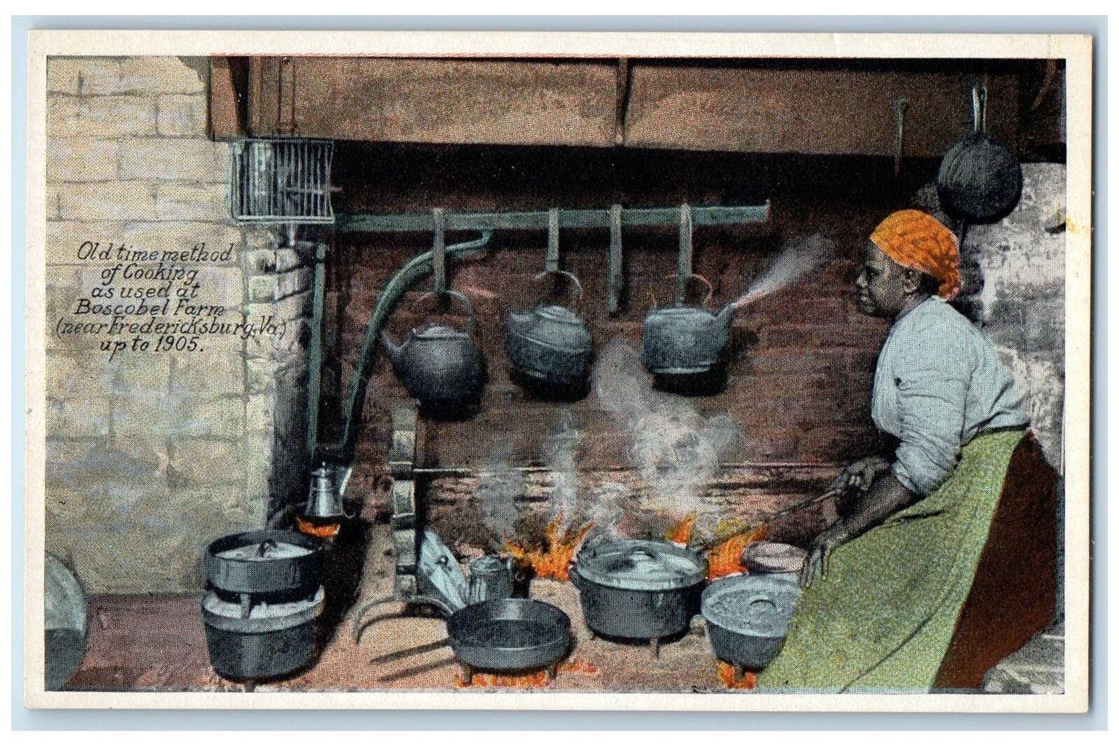 c1940s Old Time Method Cooking As Used Boscobel Farm Fredericksburg VA Postcard
