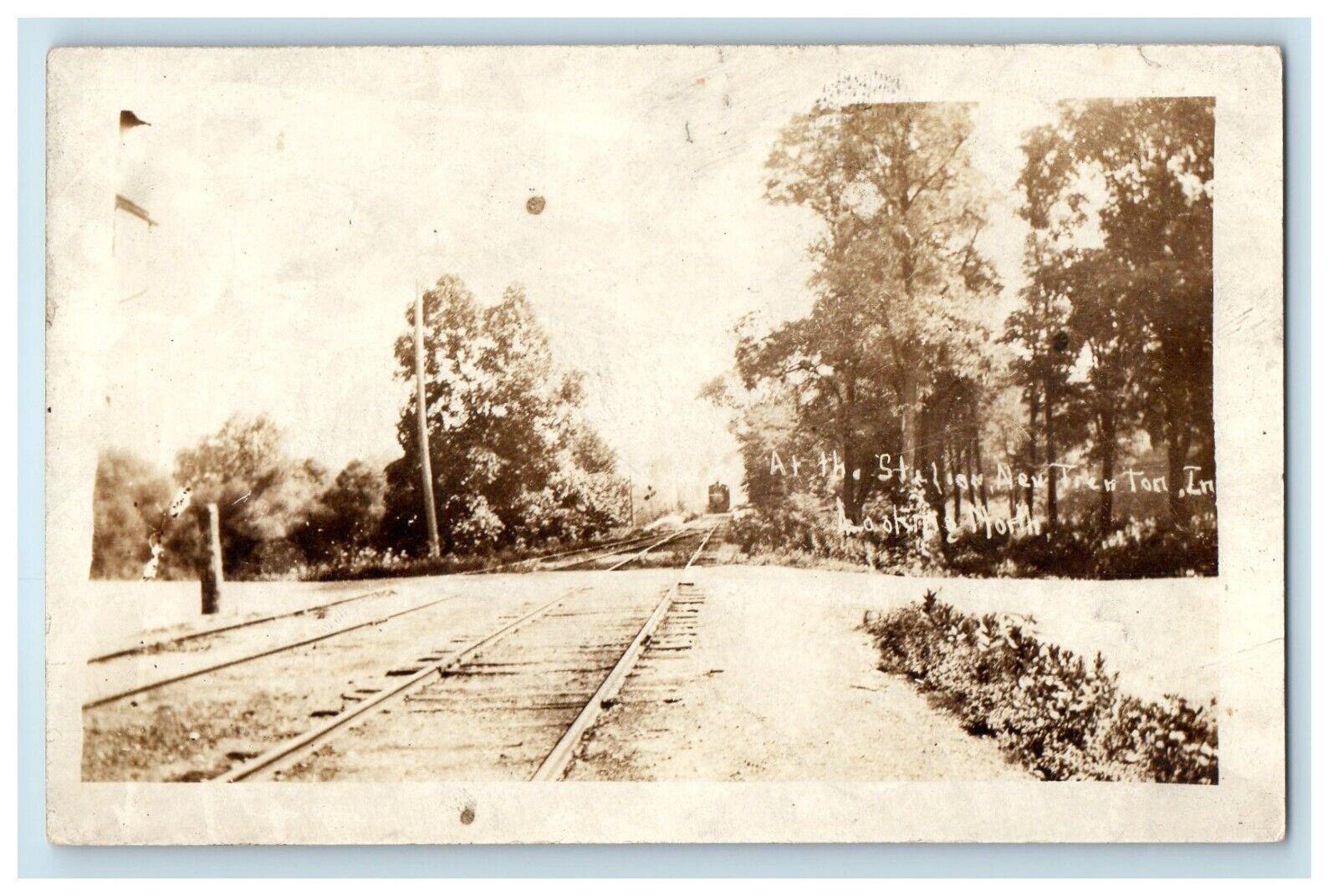 c1910\'s New Trenton Station Looking North Locomotive IN RPPC Photo Postcard