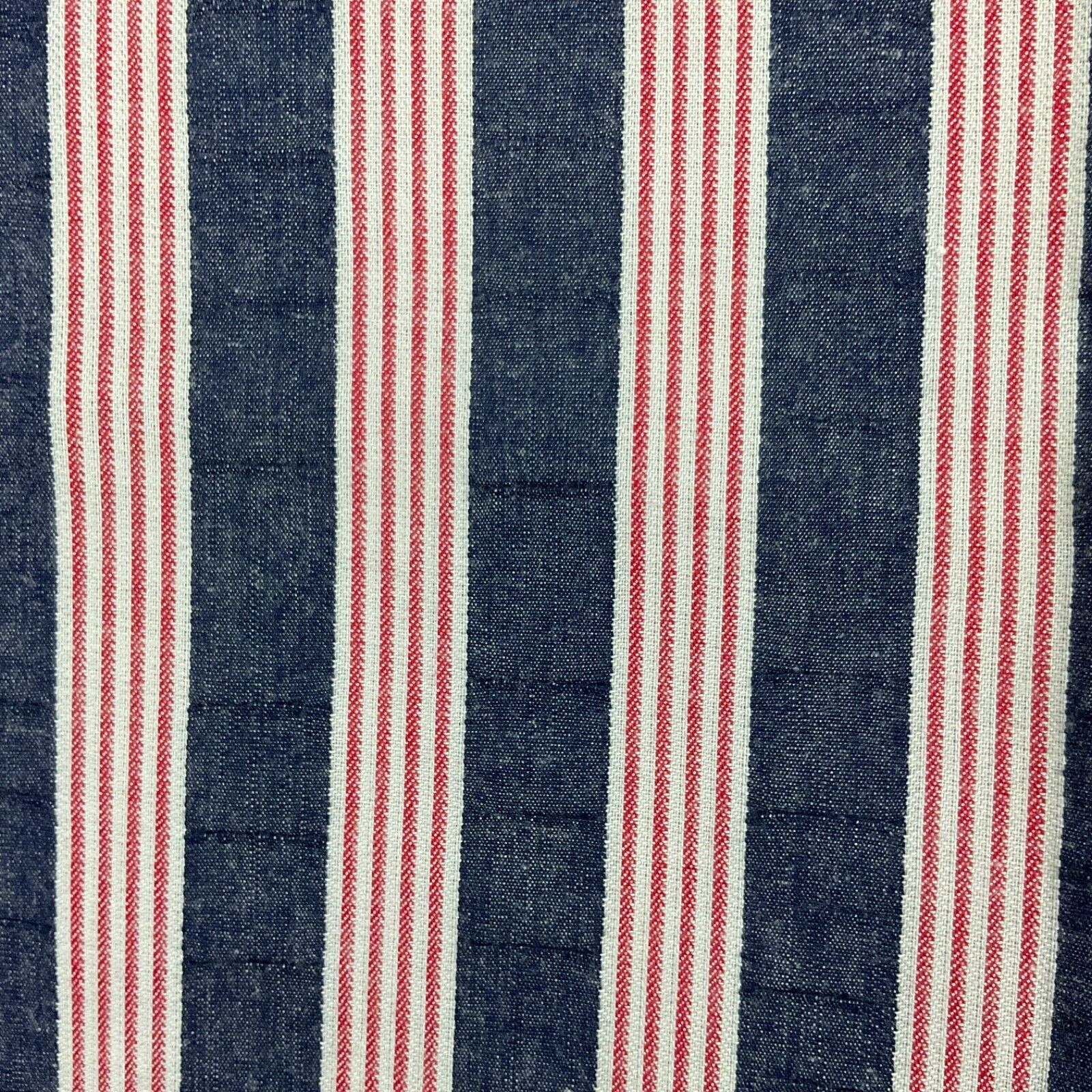Vintage cotton striped red white blue fabric 67\