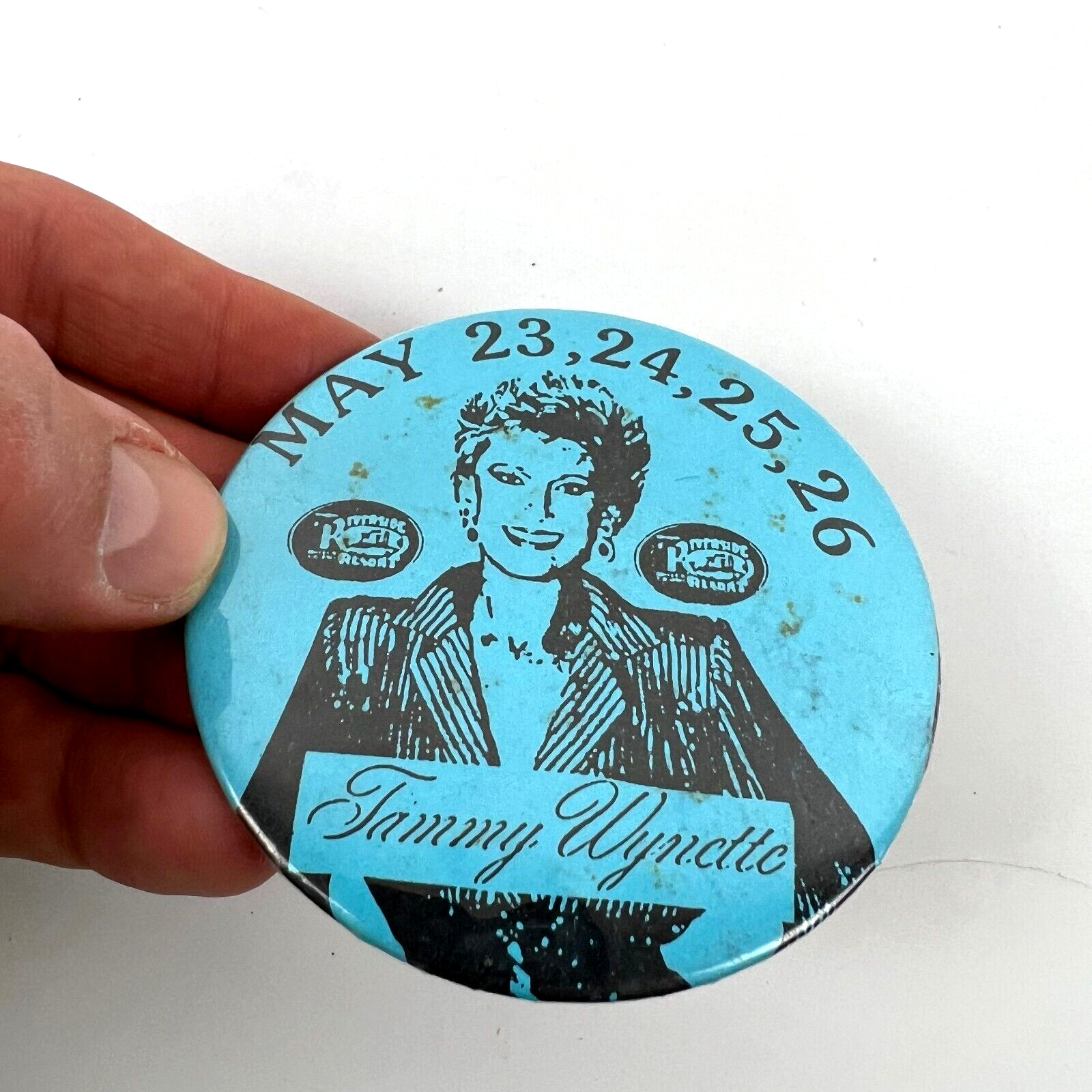Tammy Wynette Concert Vintage Pinback Button Advertisement Spring Concert Blue