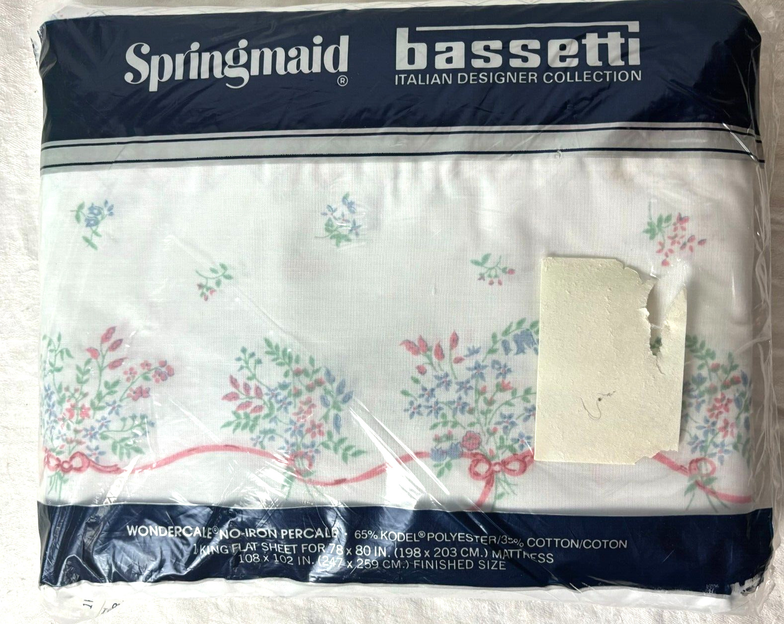 Springmaid Wondercale King Flat Sheet Bassetti Italian Collection Toscana