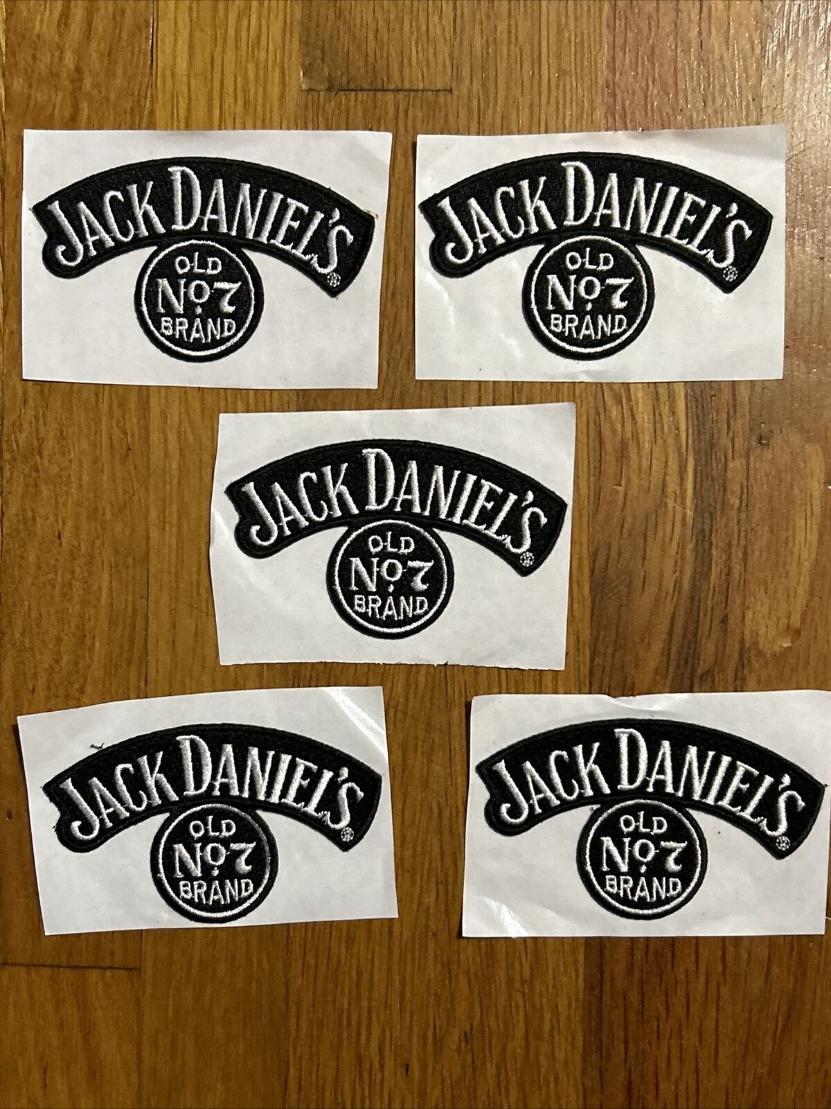 Lot of 5 Jack Daniels Old No. 7 Black Logo patches- Great For Jackets Or Caps