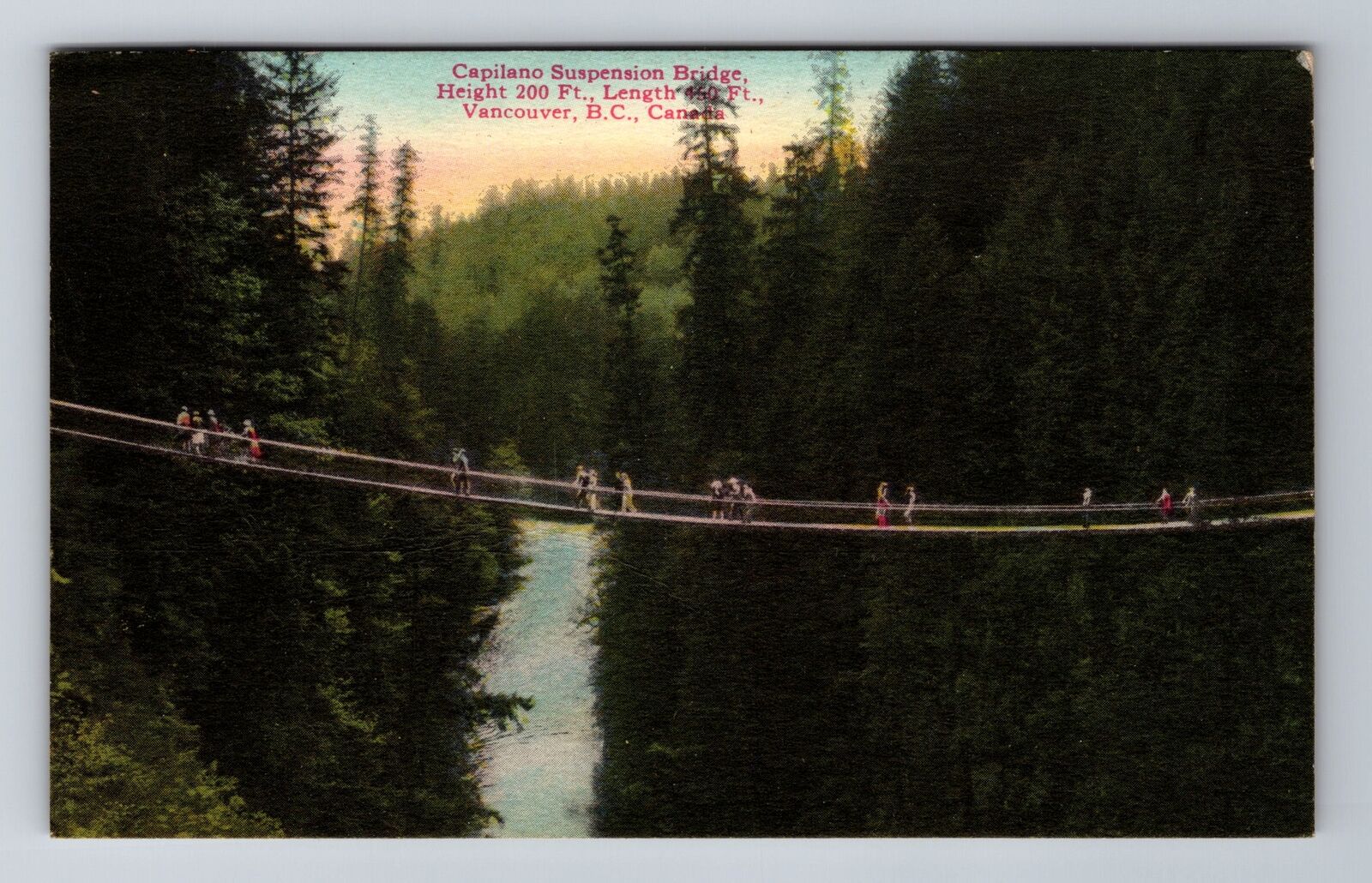 Vancouver- British Columbia, Capilano Suspension Bridge, Vintage c1946 Postcard