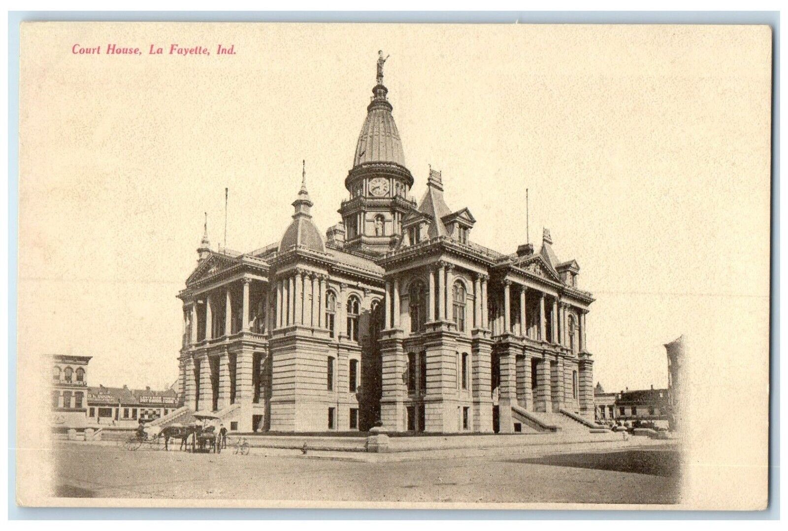 c1910 Exterior View Court House Building La Fayette Indiana IN Vintage Postcard