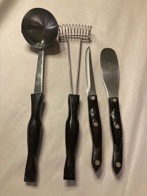 Lot of 4 Cutco Trimmer knife 1721 KP Spreader 1990 soup ladle & whisk/whip
