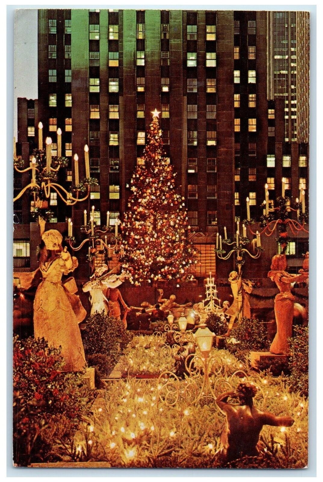 c1960\'s Christmas At Rockefeller Center Scene New York City New York NY Postcard