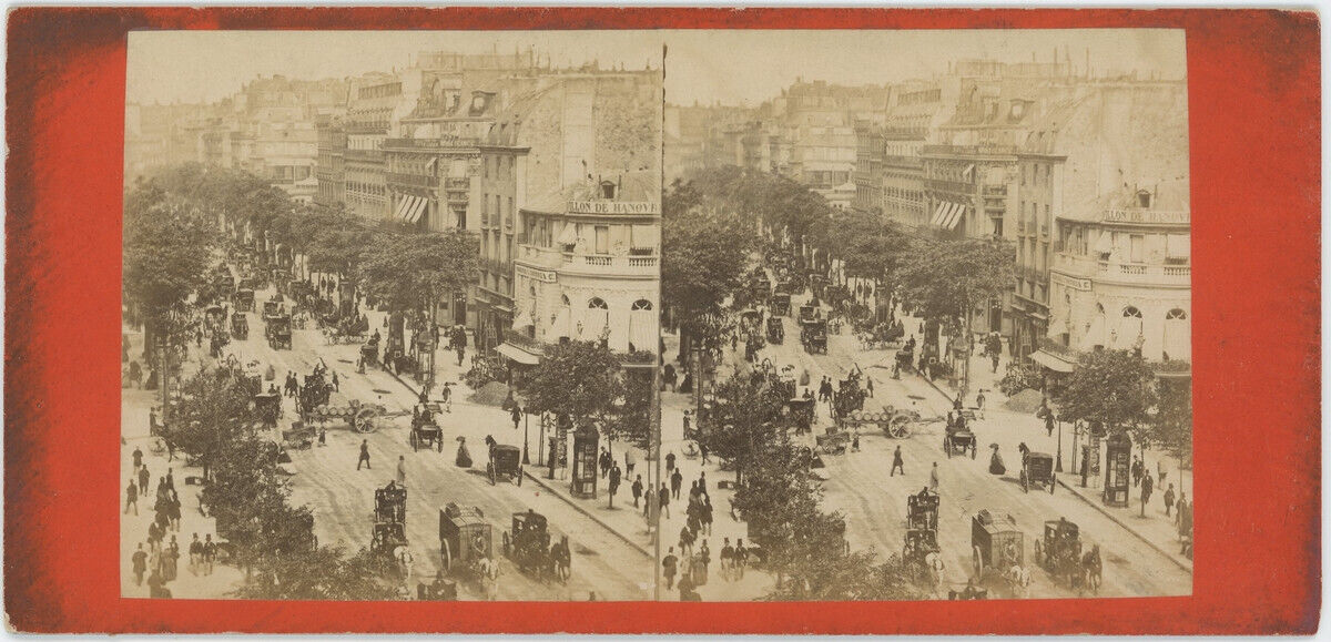 Stereo circa 1865. Paris. Boulevard des Italiens.