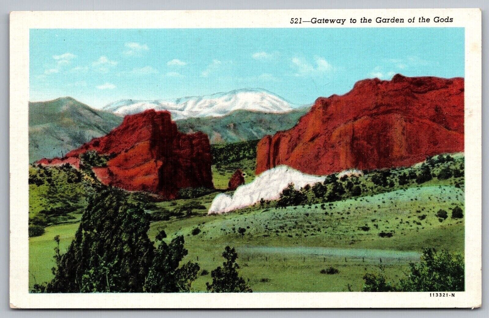 Gateway Garden Gods Rock Formations Snowcapped Mountains Historic VNG Postcard