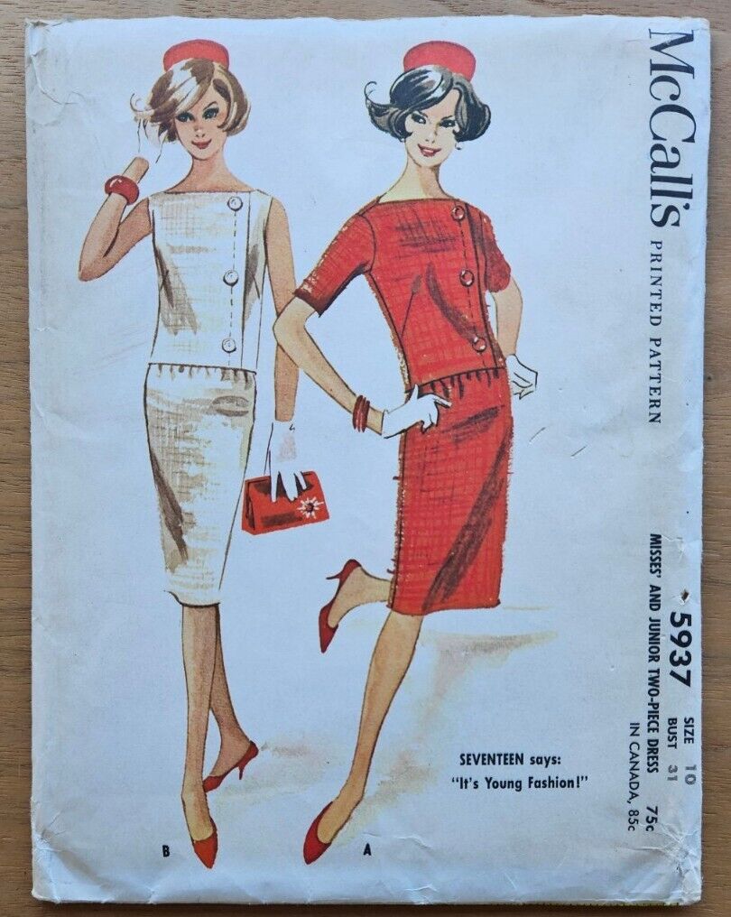 1961 McCalls Size 10 Skirt Suit Sewing Pattern 5937 Jackie Kennedy look UNCUT