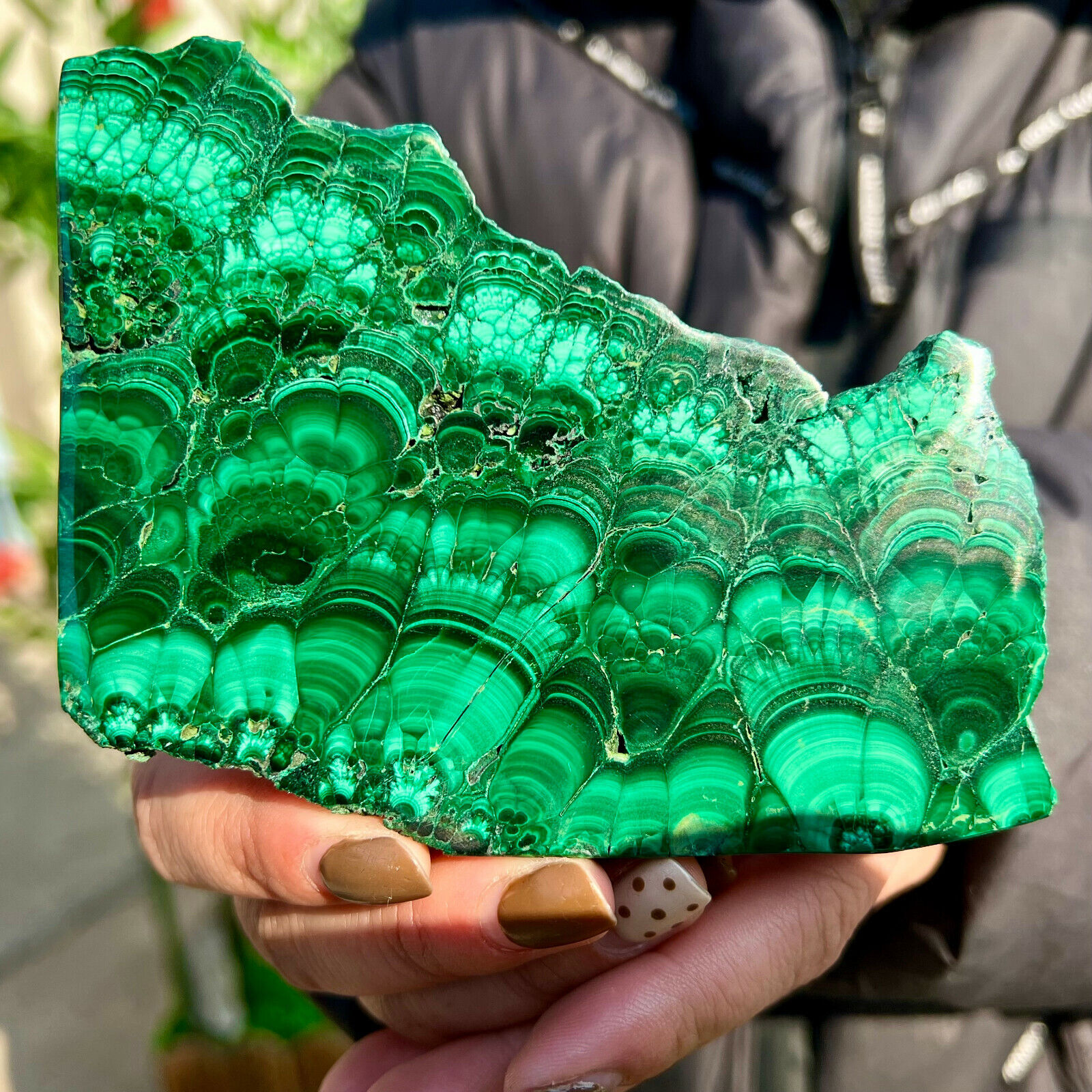 424G  Natural glossy Malachite transparent cluster rough mineral sample