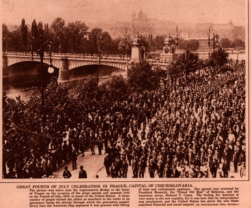 1921 A  ROTOGRAVURE  4TH JULY PRAGUE LEGIONNAIRES BRIDGE CELEBRATION 