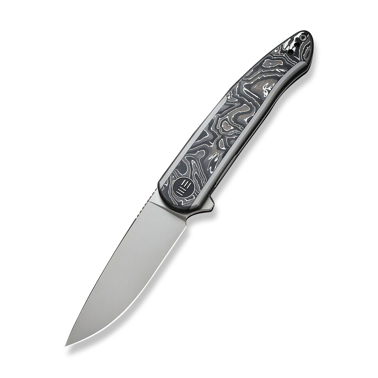 WE Smooth Sentinel Folding Knife Gray/Black Ti/Alum/CF Handle 20CV WE20043-5