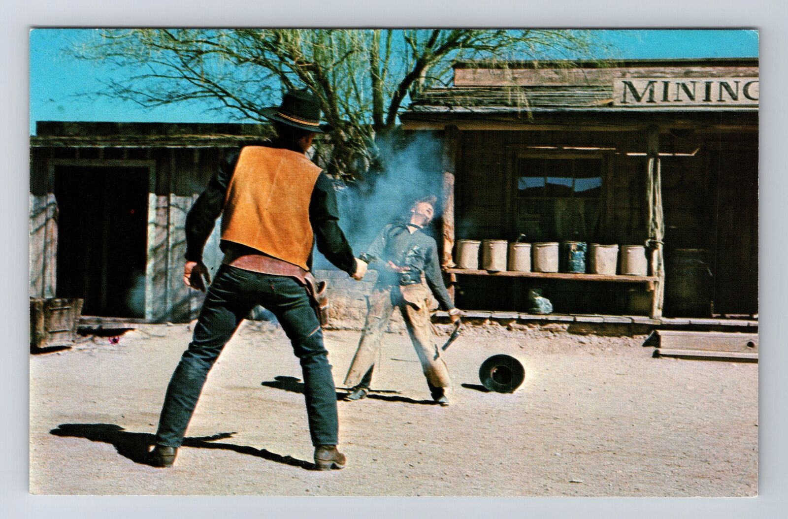 Old Tucson AZ-Arizona, Western Re-enactment, Cowboy, Gunfight Vintage Postcard