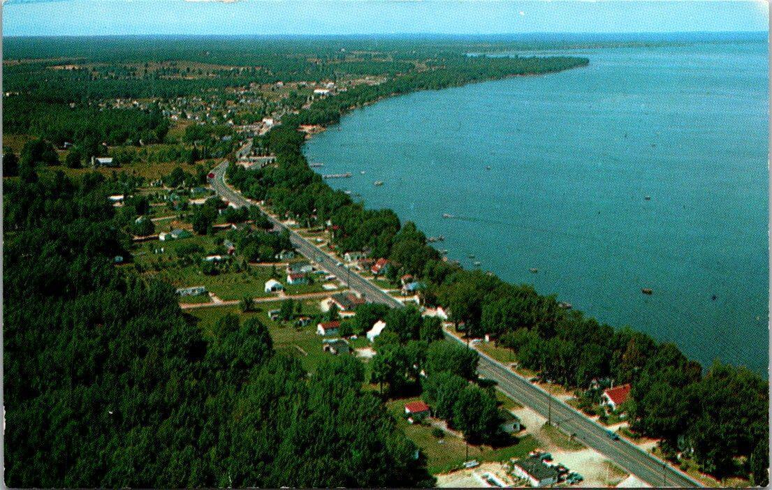 Vintage South Shore Houghton Lake Michigan Aerial View Postcard ~ Ships FREE