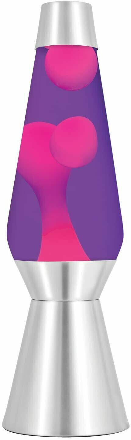 27 Inch Lava Silver Base Grande Lamp with Pink Wax in Purple Liquid, Great Price